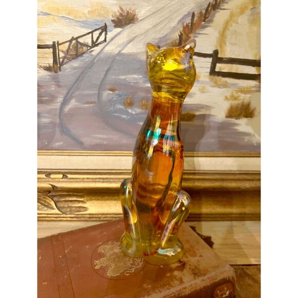 Viking Epic Cat by Mosser Glass – Marigold Carnival – 2025 Limited Run – 8.25" - Picture 3 of 5